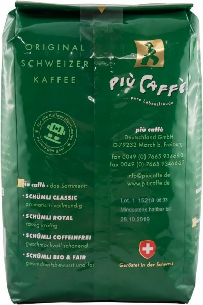 Piu Caffe Schümli Coffeinfrei 1000g Kaffeebohnen 4 Piu Caffe Schümli Coffeinfrei 1000g Kaffeebohnen – Bild 2