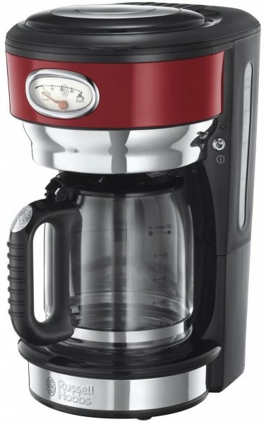Kaffeemaschinen Russell Hobbs Retro Ribbon Red Glas-Kaffeemaschine Rot/edelstahl 3 Kaffeemaschinen Russell Hobbs Retro Ribbon Red Glas-Kaffeemaschine Rot/edelstahl