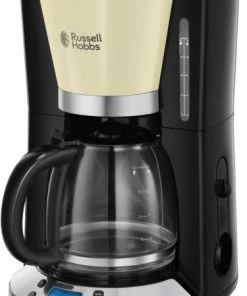 Kaffeemaschinen Russell Hobbs Colours Plus+ Classic Digitale Glas-Kaffeemaschine Creme/schwarz